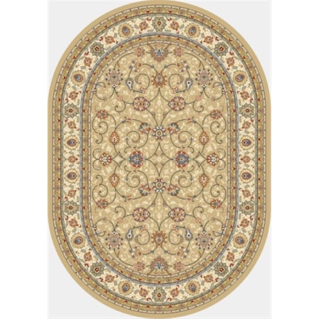 Dynamic Rugs Ancient Garden 5 ft. 3 in. x 7 ft. 7 in. Oval 57120-2464 Rug - Light Gold/Ivory ANOV69571202464